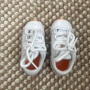 Jordan Kids White and Orange Sneakers